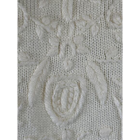 CHINAWEAR USA VTG Sweater M Cream Cottagecore Quite Luxury Embroidered Mock Neck - Picture 3 of 15